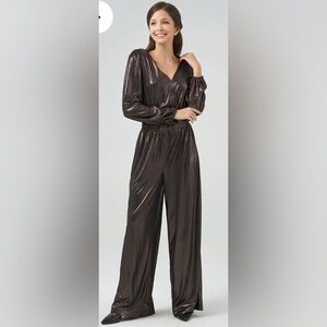 NEW 89th & Madison Metallic Wide Leg Jumpsuit